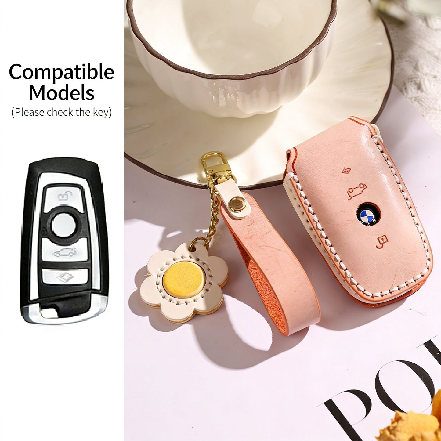 KAKAVY Handmade Genuine Leather Key Case for BMW detail image 9