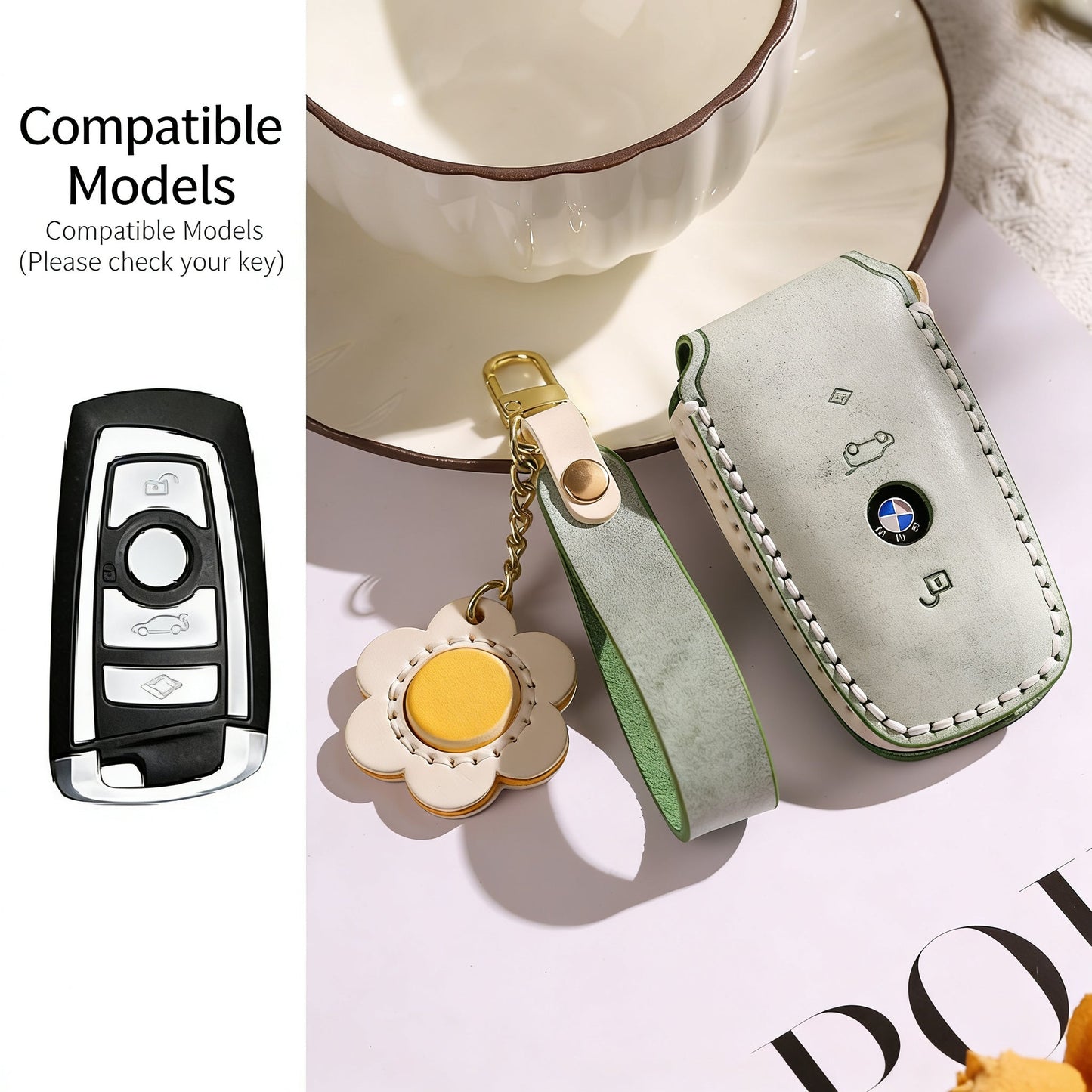 KAKAVY Handmade Genuine Leather Key Case for BMW detail image 6