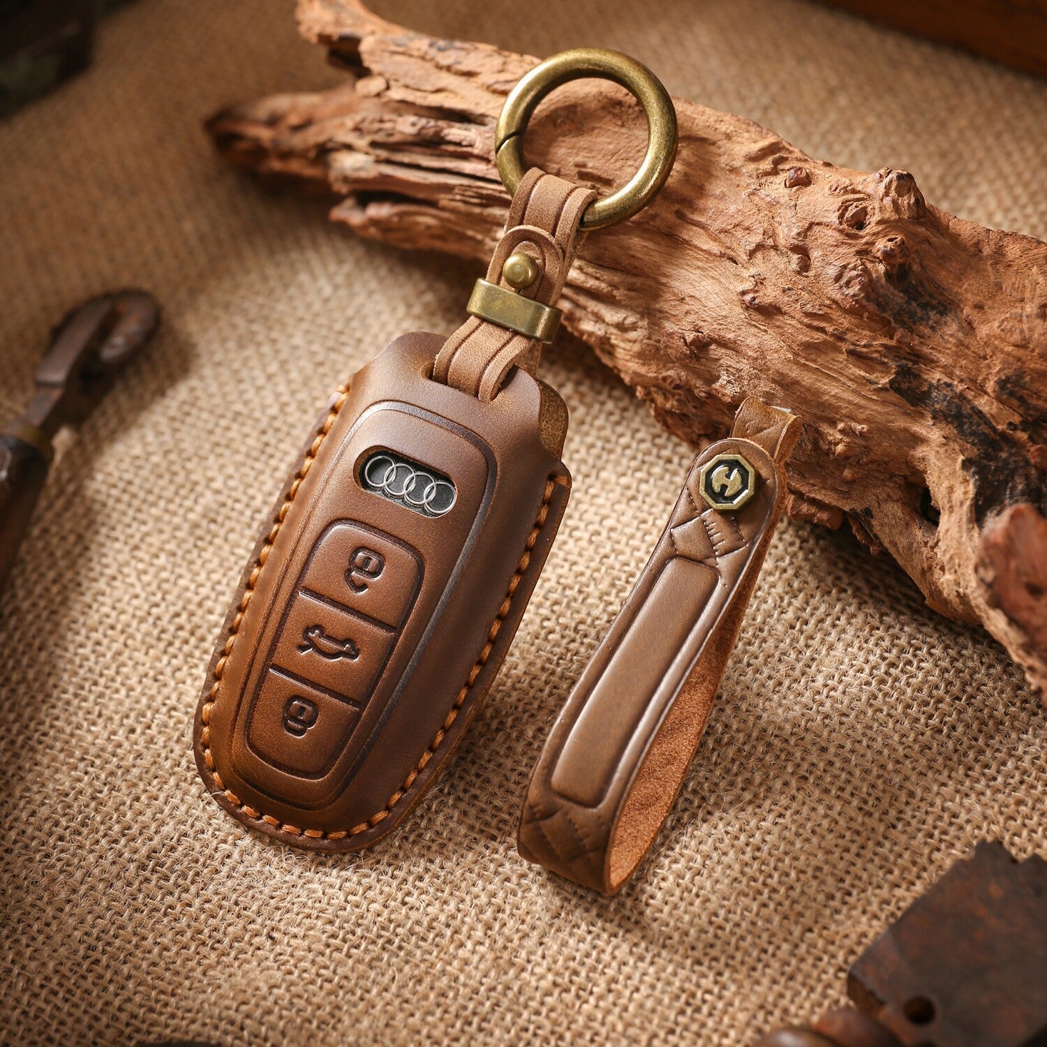 KAKAVY Top Grain Leather Audi Key Case detail image 4