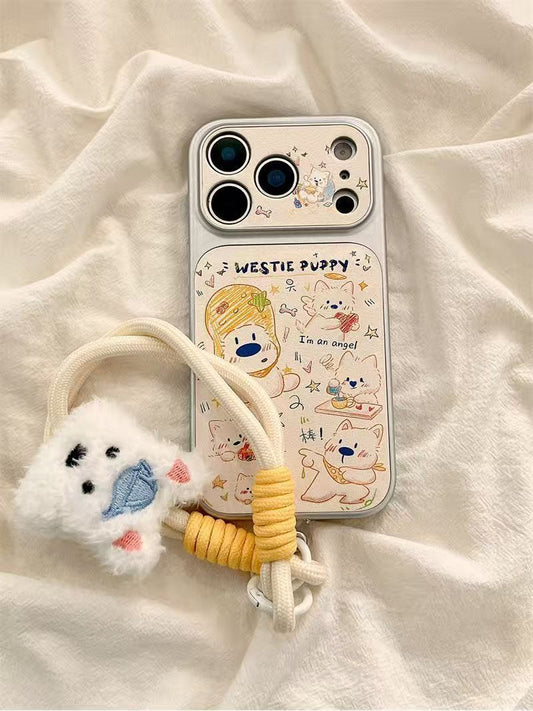 Graffiti Dog iPhone Case with Strap – Cute Shockproof Soft Cover