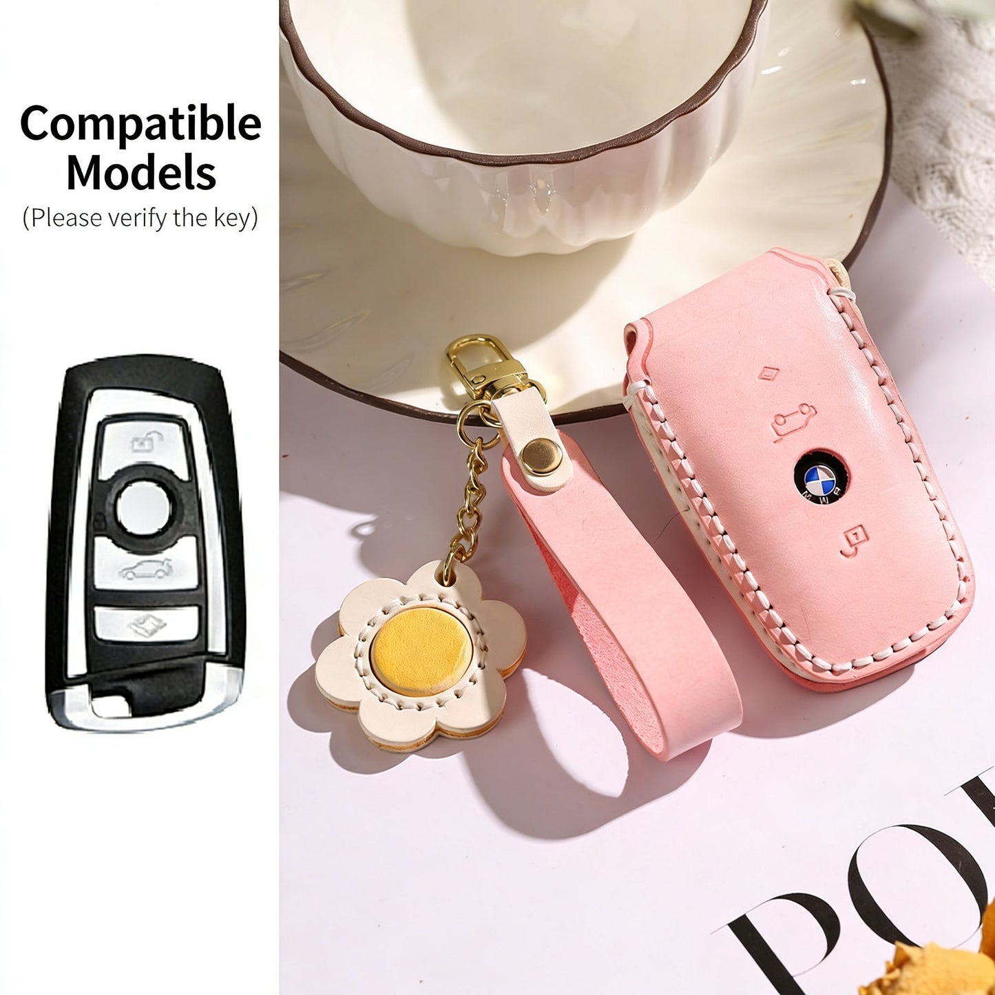 KAKAVY Handmade Genuine Leather Key Case for BMW detail image 8