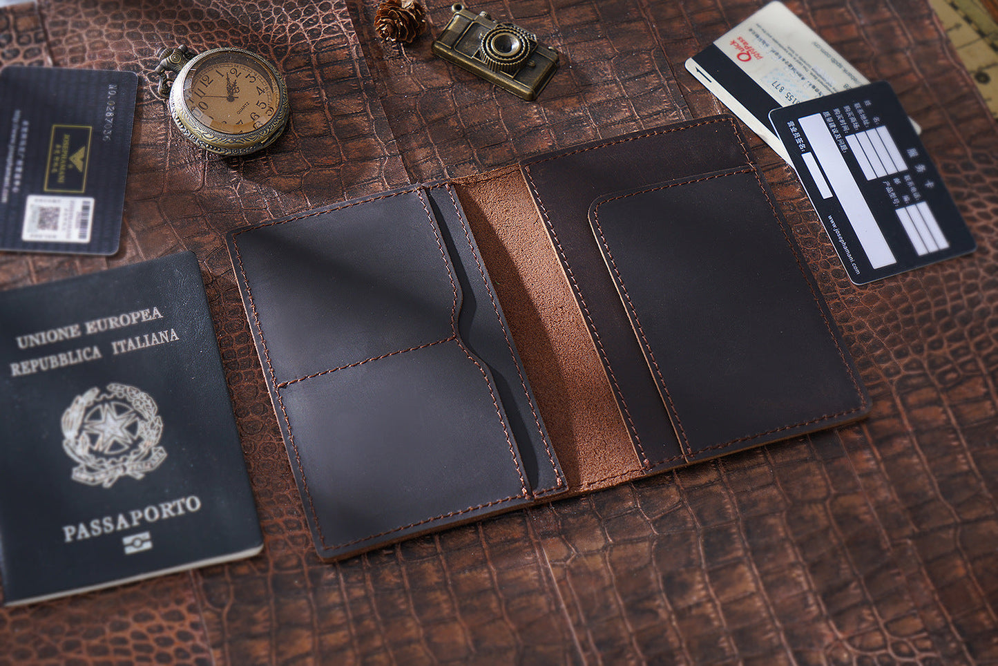 KAKAVY Handmade Genuine Leather Passport Holder detail image 5
