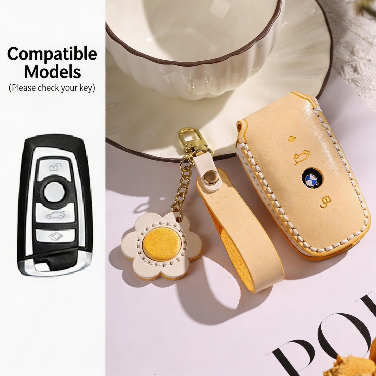 KAKAVY Handmade Genuine Leather Key Case for BMW detail image 7
