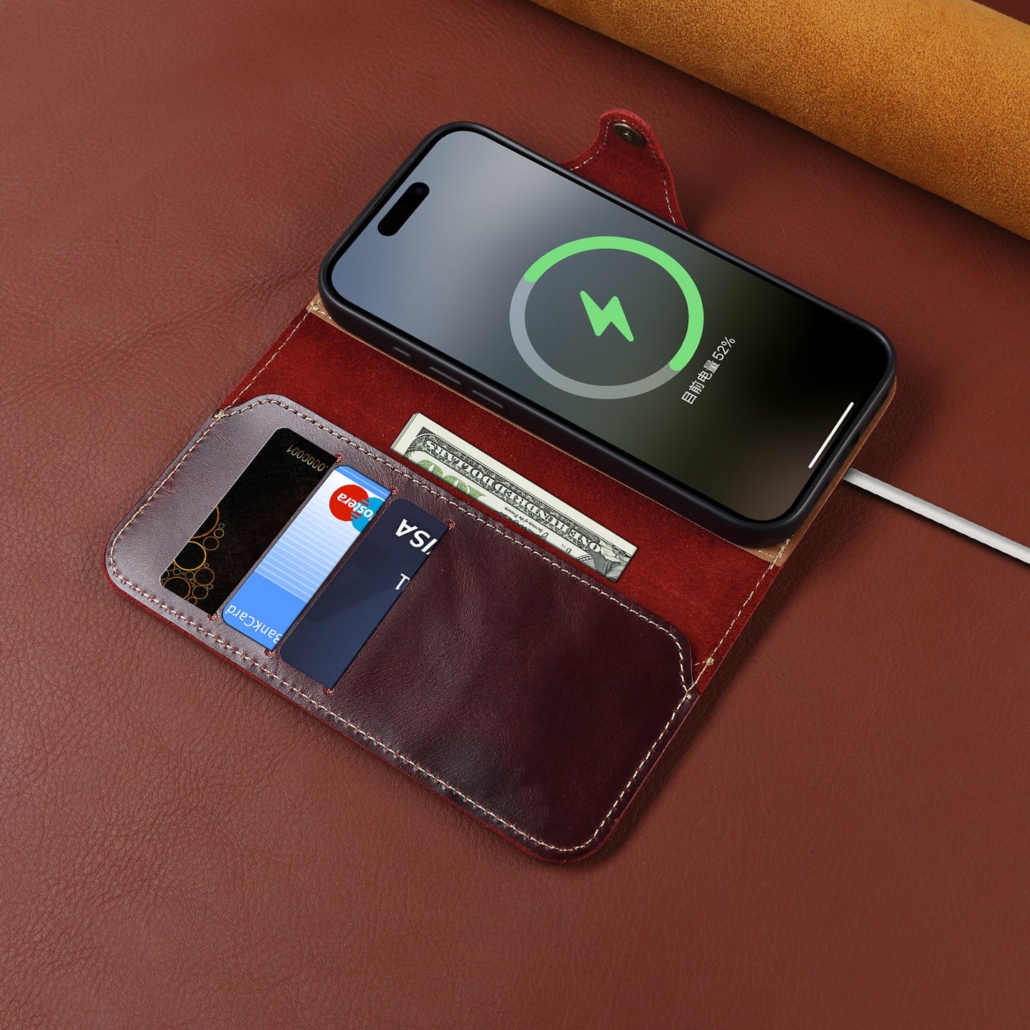 KAKAVY Genuine Leather Flip Case for iPhone detail image 4