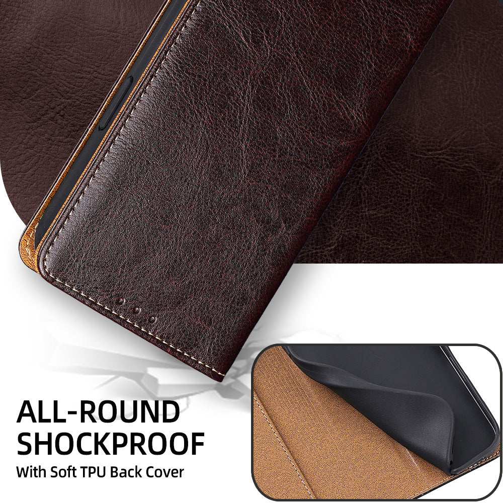 KAKAVY Genuine Full-Grain Cowhide Leather Wallet Phone Case detail image 4