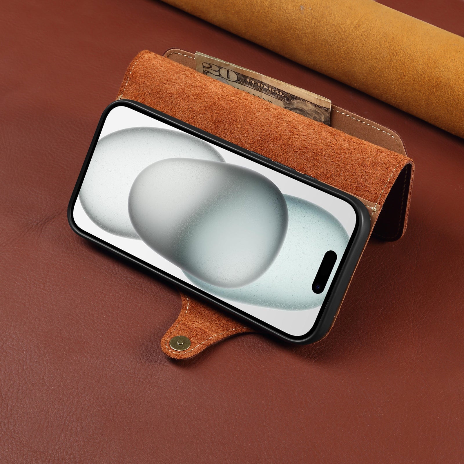 KAKAVY Genuine Leather Flip Case for iPhone detail image 6