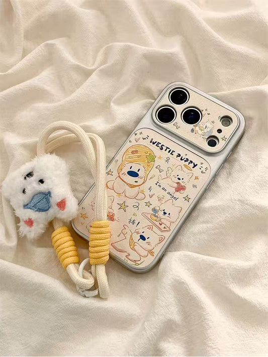 Graffiti Dog iPhone Case with Strap – Cute Shockproof Soft Cover
