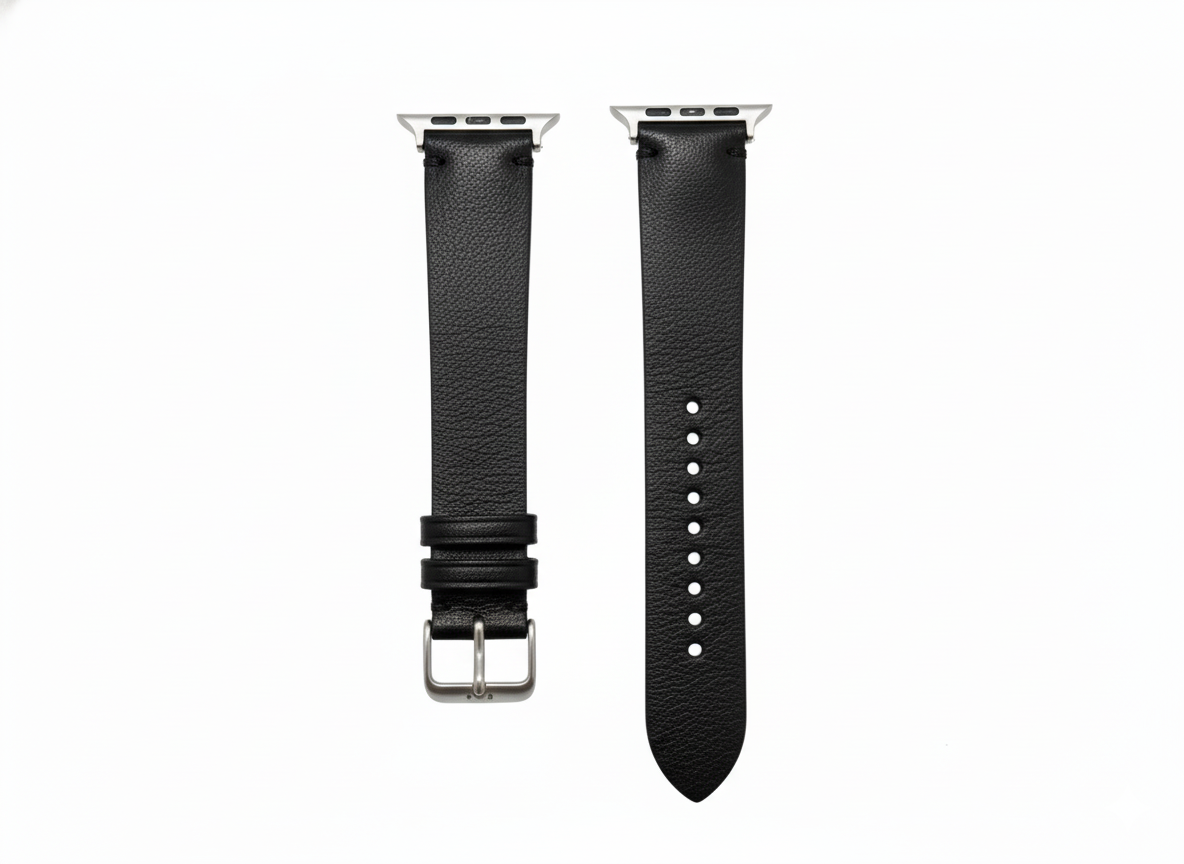 KAKAVY Full-Grain Leather Watch Strap- Brown & Black detail image 2