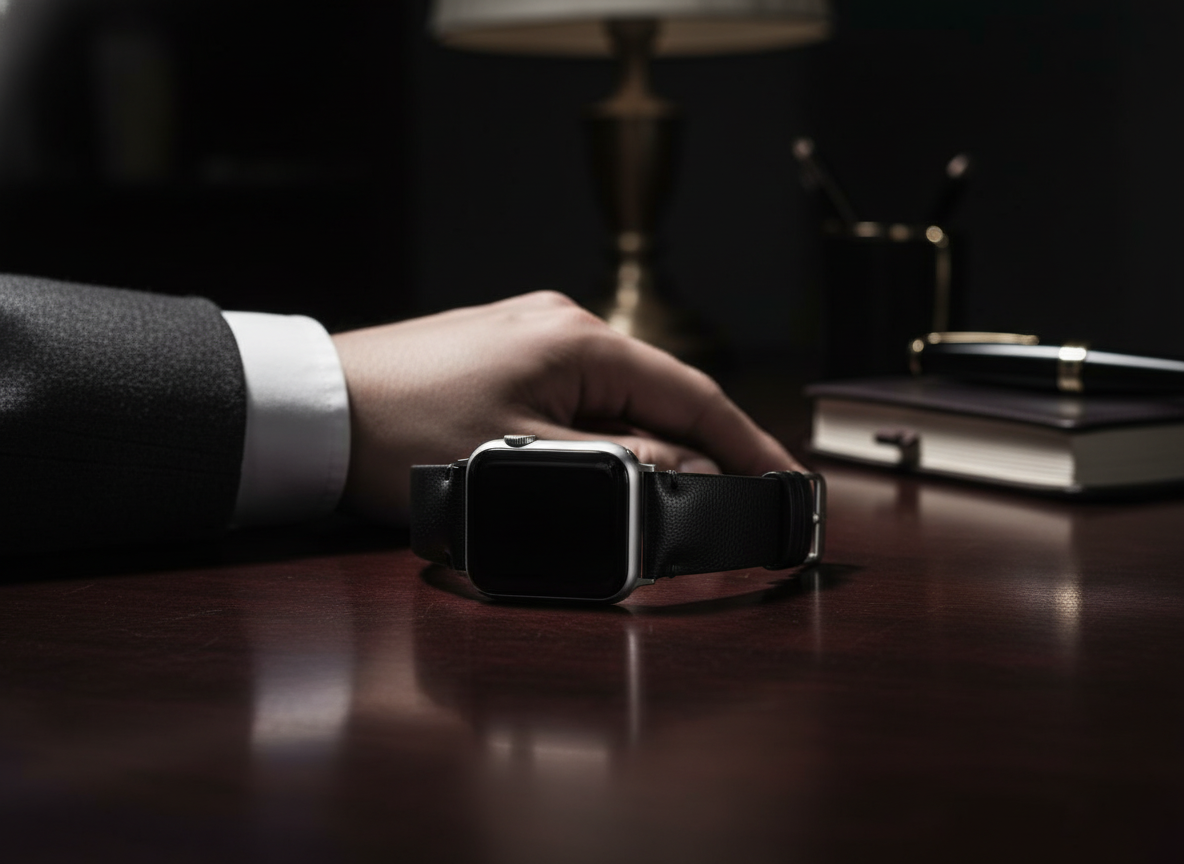 KAKAVY Full-Grain Leather Watch Strap- Brown & Black detail image 7