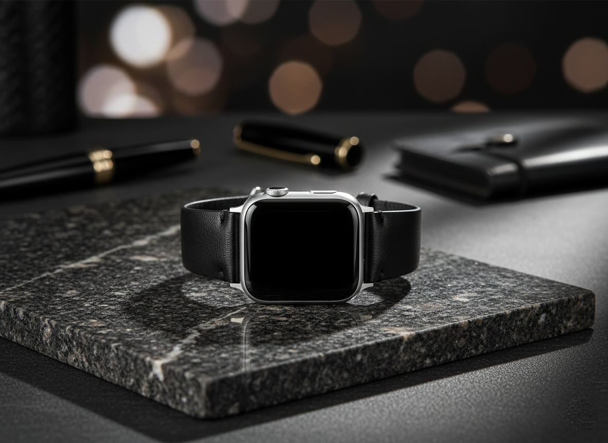 KAKAVY Full-Grain Leather Watch Strap- Brown & Black detail image 5