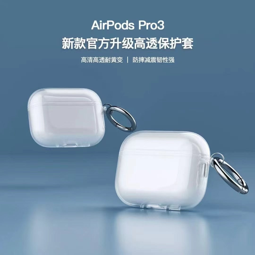 Průhledné pouzdro na AirPods s kovovým háčkem