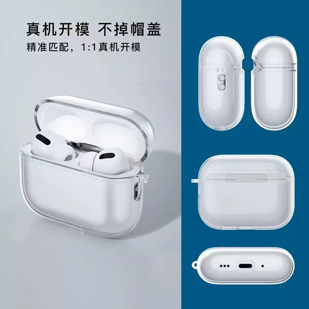 Průhledné pouzdro na AirPods s kovovým háčkem