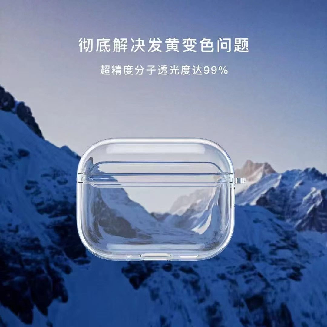 Průhledné pouzdro na AirPods s kovovým háčkem