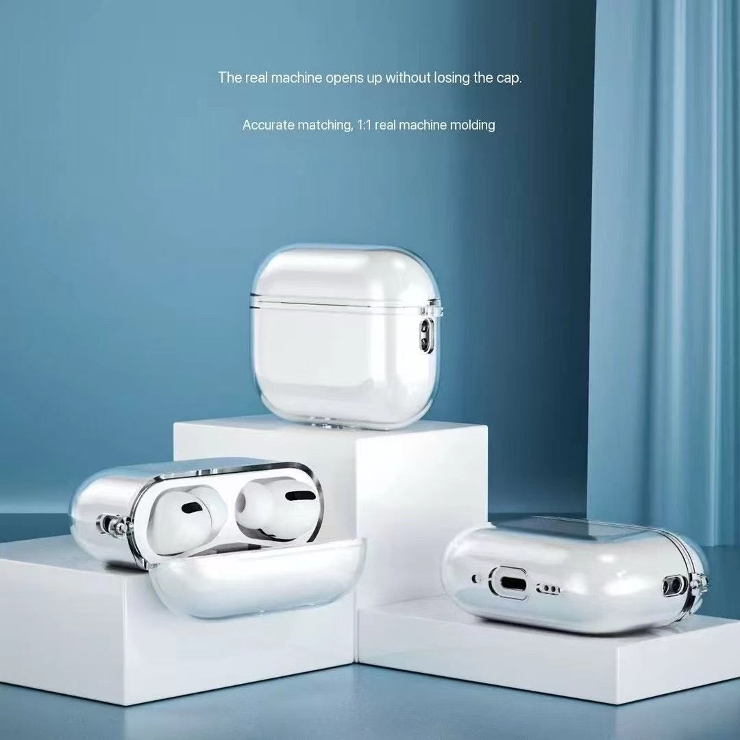 Průhledné pouzdro na AirPods s kovovým háčkem