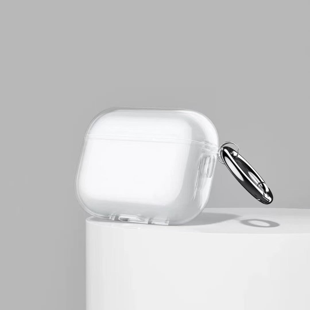 Průhledné pouzdro na AirPods s kovovým háčkem