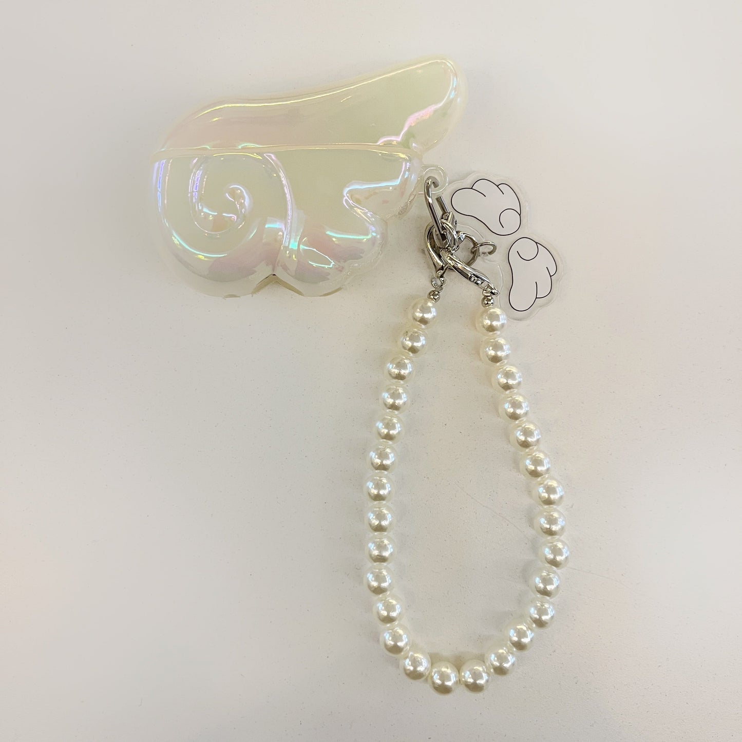 Pouzdro na AirPods Angel Wing s perleťovým & korálkovým kouzlem