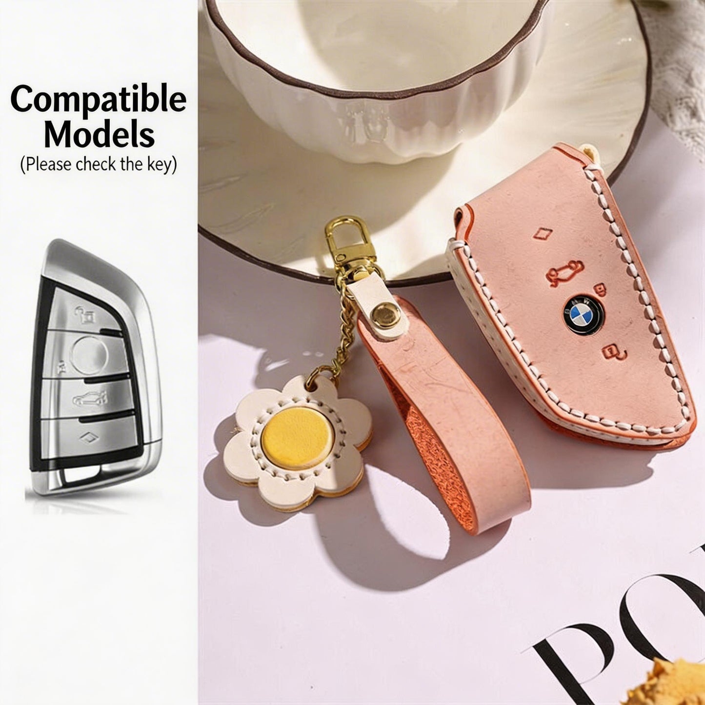 KAKAVY Handmade Genuine Leather Key Case for BMW detail image 5