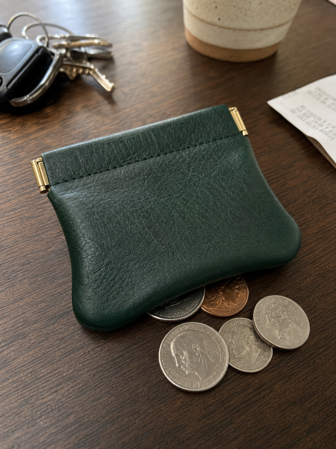 Handcrafted Leather Spring-Top Coin Purse