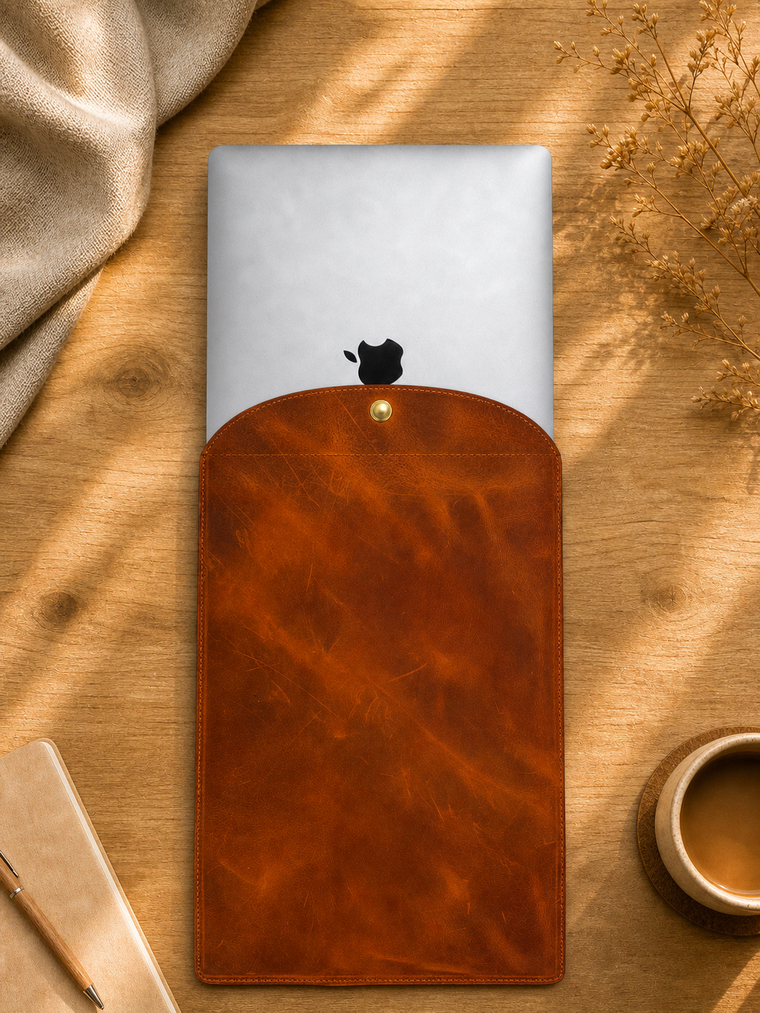 Handcrafted Leather MacBook Sleeve (Fits 13–16 inch laptops)
