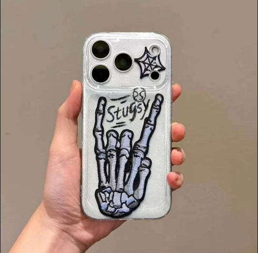 Gothic Skeleton Embroidered Phone iphone 17 Case