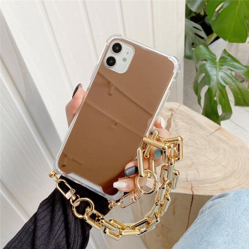Pouzdro na iPhone se zrcadlovým řetízkem Fashionista