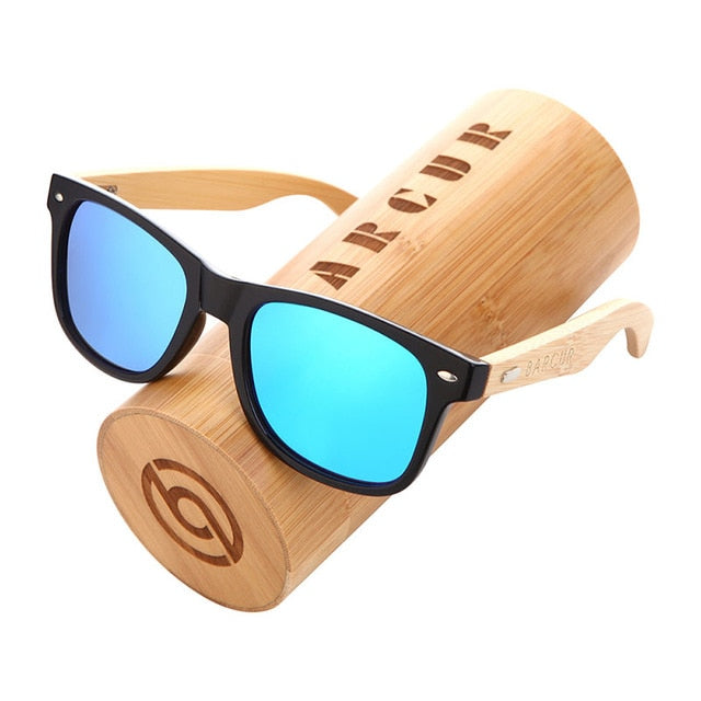 BARCUR Gepolariseerde Bamboe Zonnebril Mannen Houten zonnebril Vrouwen Merk Originele Houten Bril Oculos de sol masculino