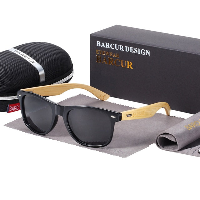 BARCUR Gepolariseerde Bamboe Zonnebril Mannen Houten zonnebril Vrouwen Merk Originele Houten Bril Oculos de sol masculino
