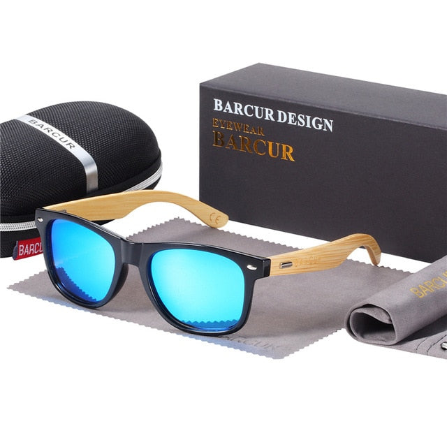 BARCUR Gepolariseerde Bamboe Zonnebril Mannen Houten zonnebril Vrouwen Merk Originele Houten Bril Oculos de sol masculino