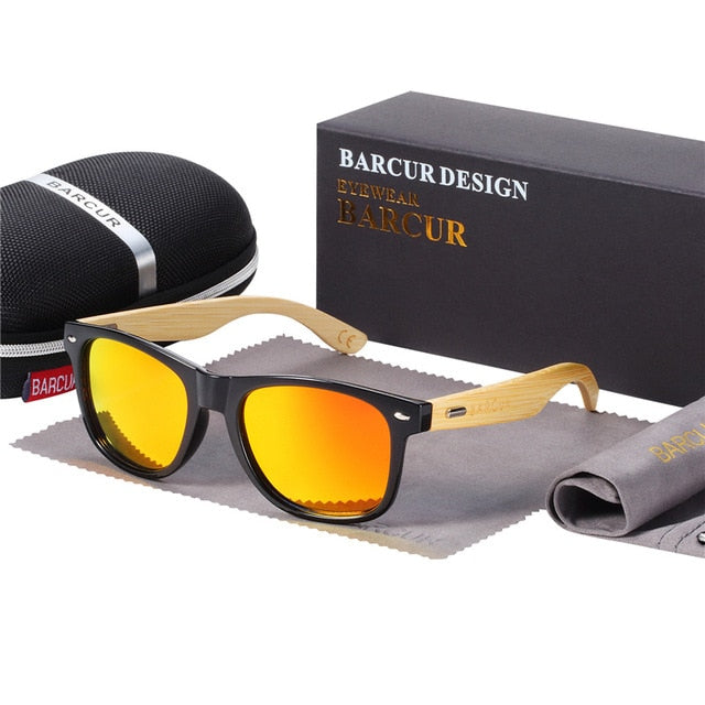 BARCUR Gepolariseerde Bamboe Zonnebril Mannen Houten zonnebril Vrouwen Merk Originele Houten Bril Oculos de sol masculino