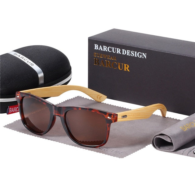 BARCUR Gepolariseerde Bamboe Zonnebril Mannen Houten zonnebril Vrouwen Merk Originele Houten Bril Oculos de sol masculino