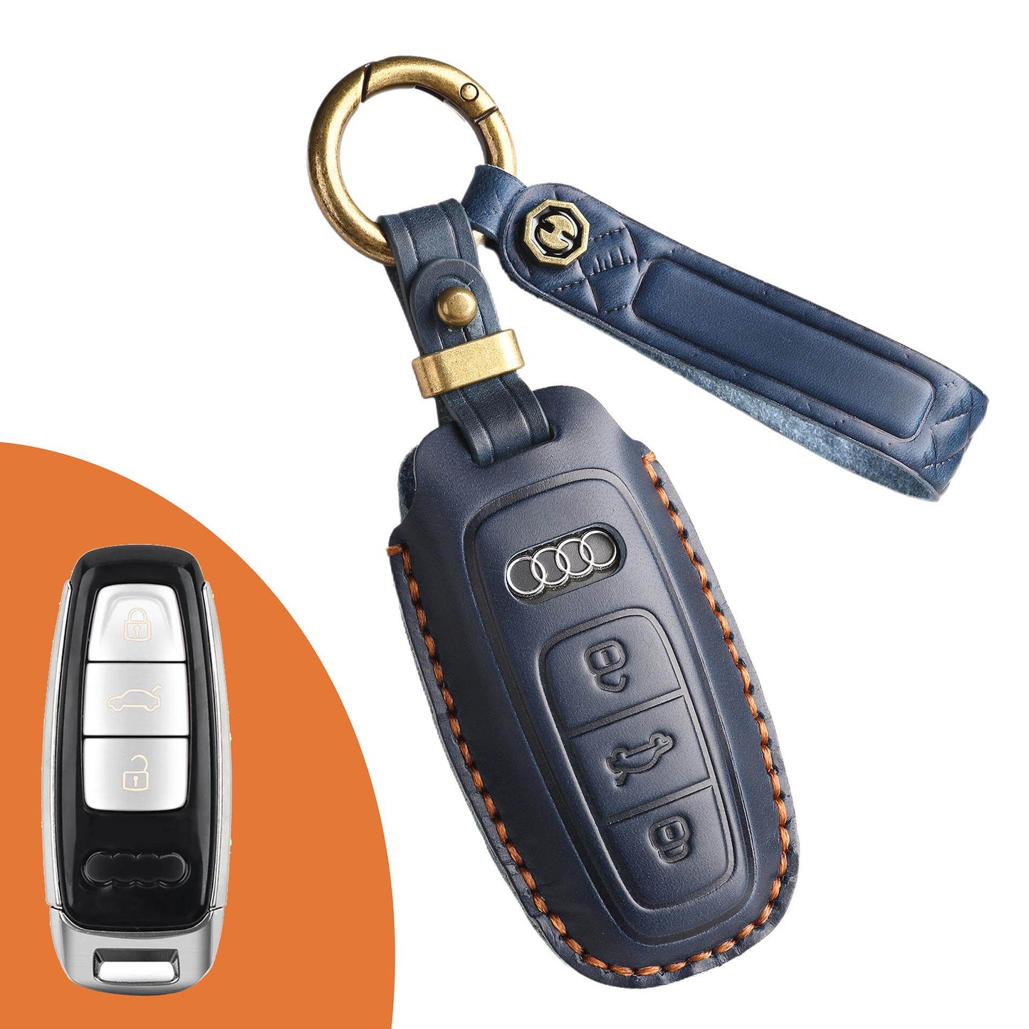 KAKAVY Top Grain Leather Audi Key Case detail image 14