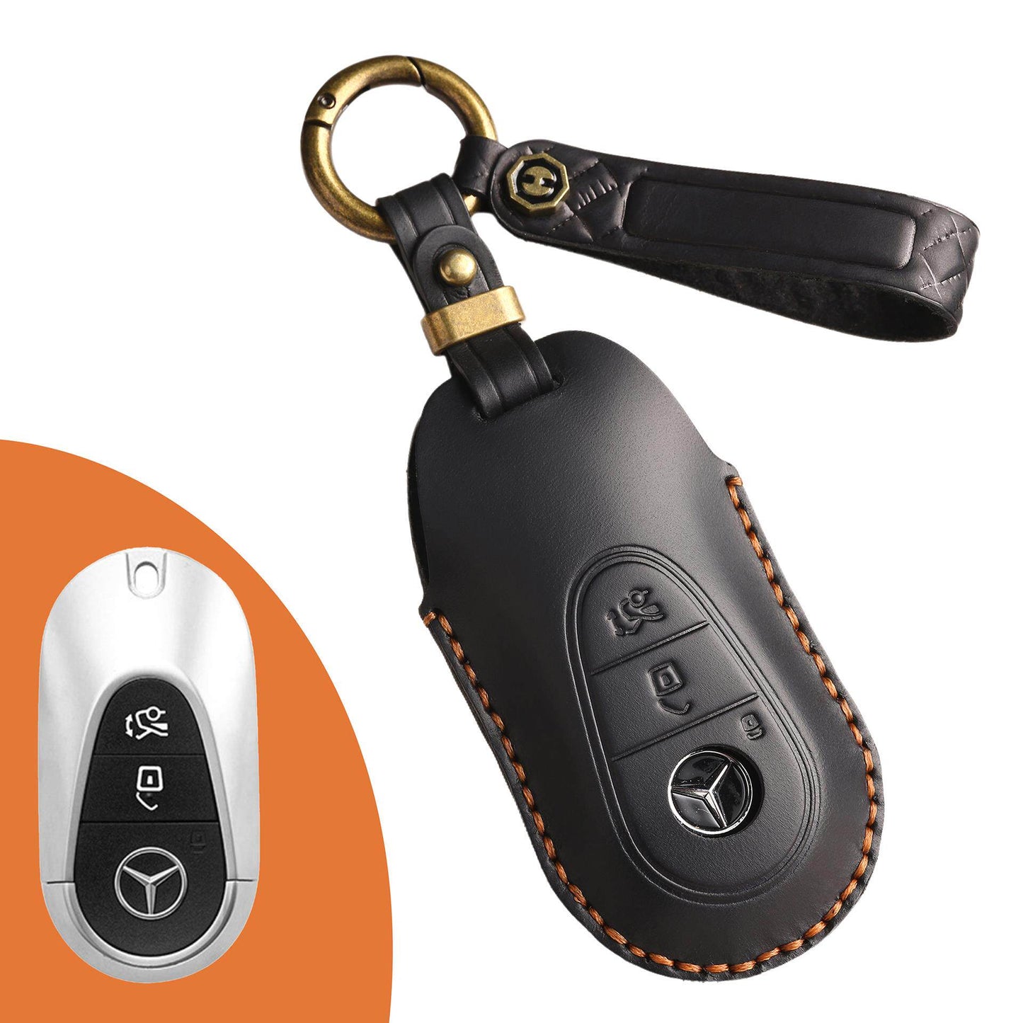 KAKAVY Top Grain Leather Mercedes Key Case detail image 16