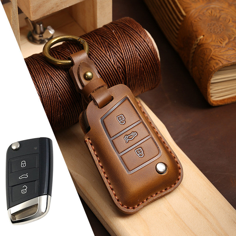 KAKAVY Top Grain Leather Volkswagen key Case detail image 15