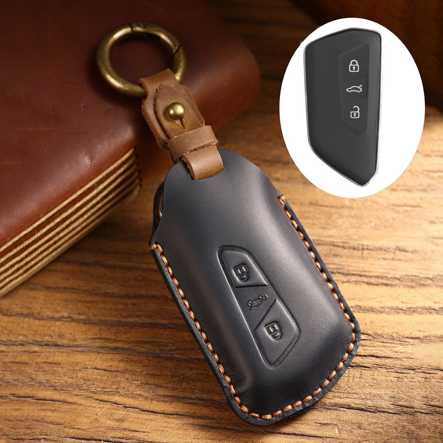 KAKAVY Top Grain Leather Volkswagen key Case detail image 14