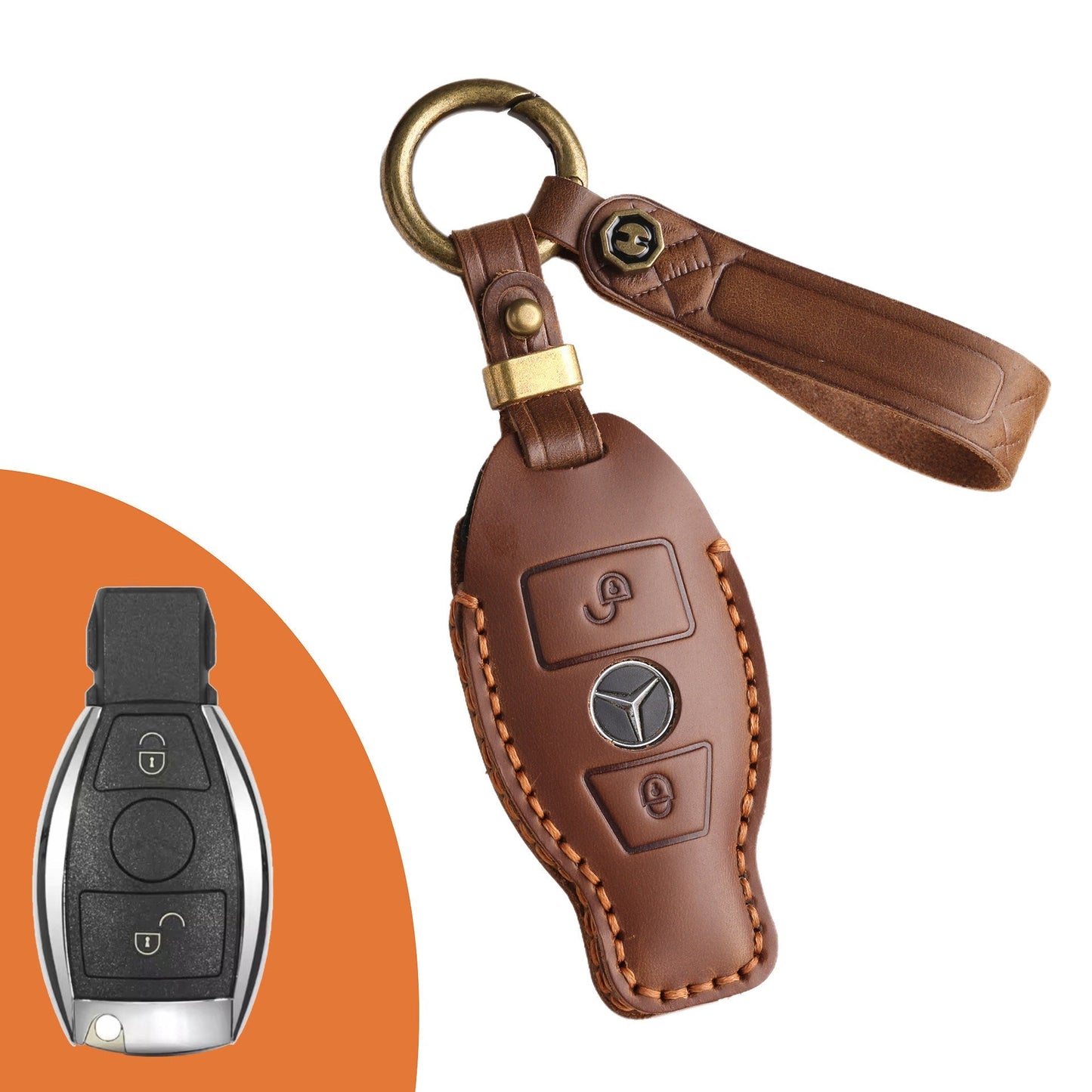 KAKAVY Top Grain Leather Mercedes Key Case detail image 20