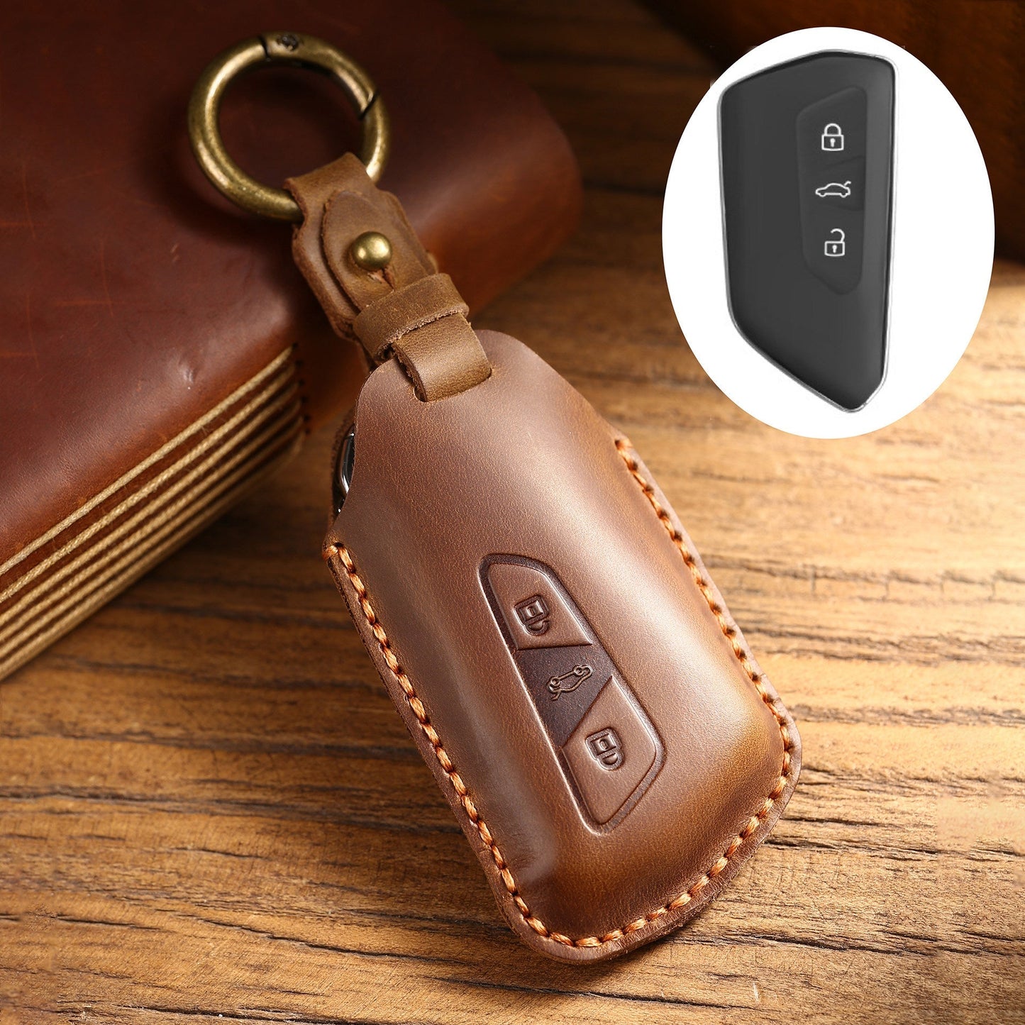 KAKAVY Top Grain Leather Volkswagen key Case detail image 16