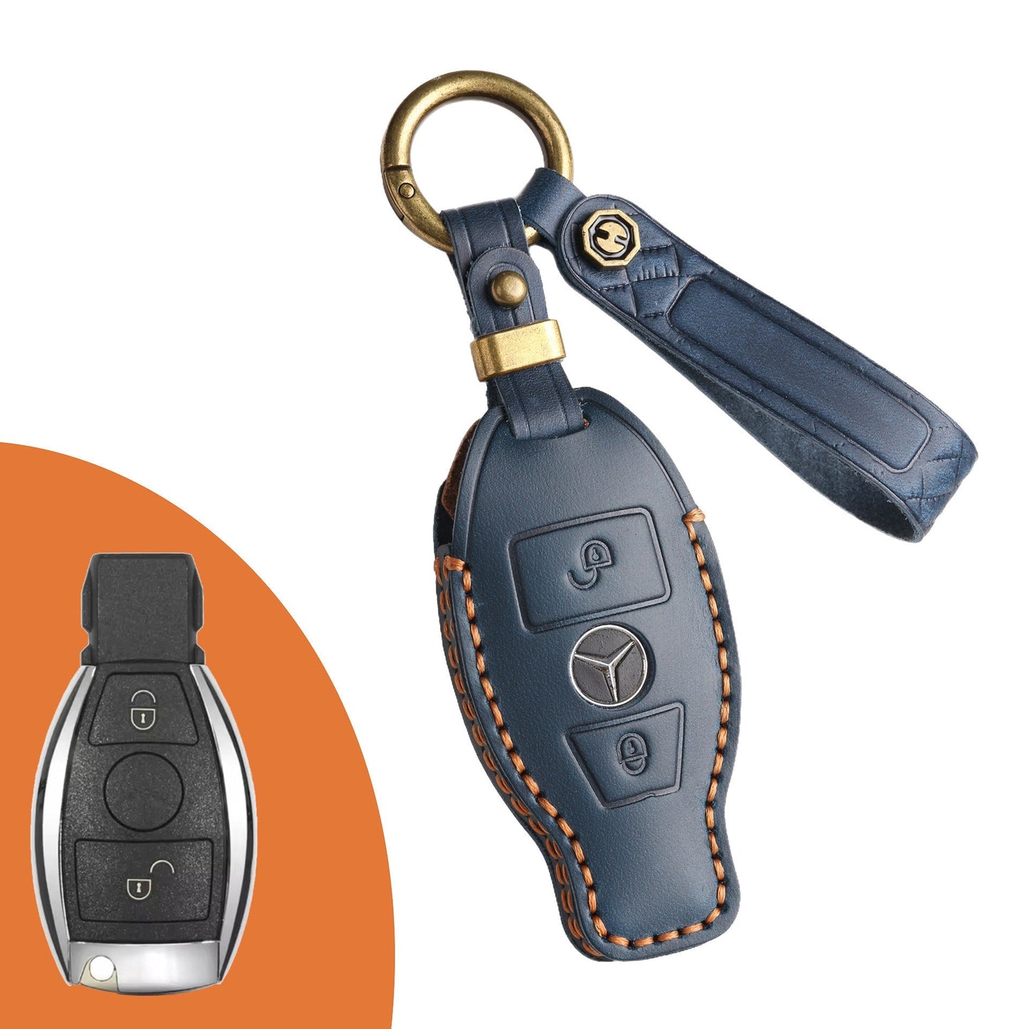 KAKAVY Top Grain Leather Mercedes Key Case detail image 21