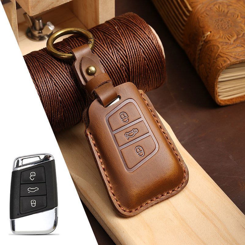 KAKAVY Top Grain Leather Volkswagen key Case detail image 5