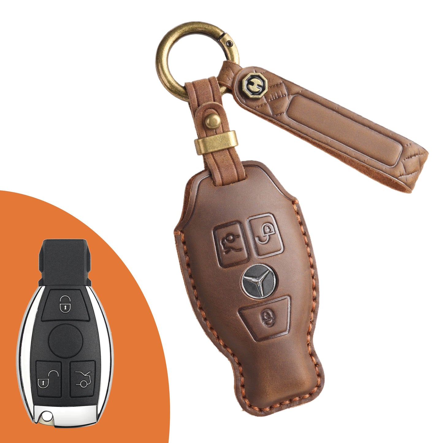 KAKAVY Top Grain Leather Mercedes Key Case detail image 8