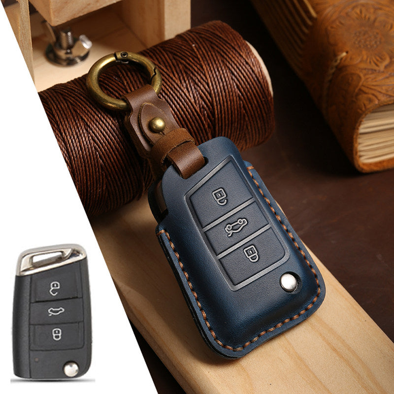 KAKAVY Top Grain Leather Volkswagen key Case detail image 7