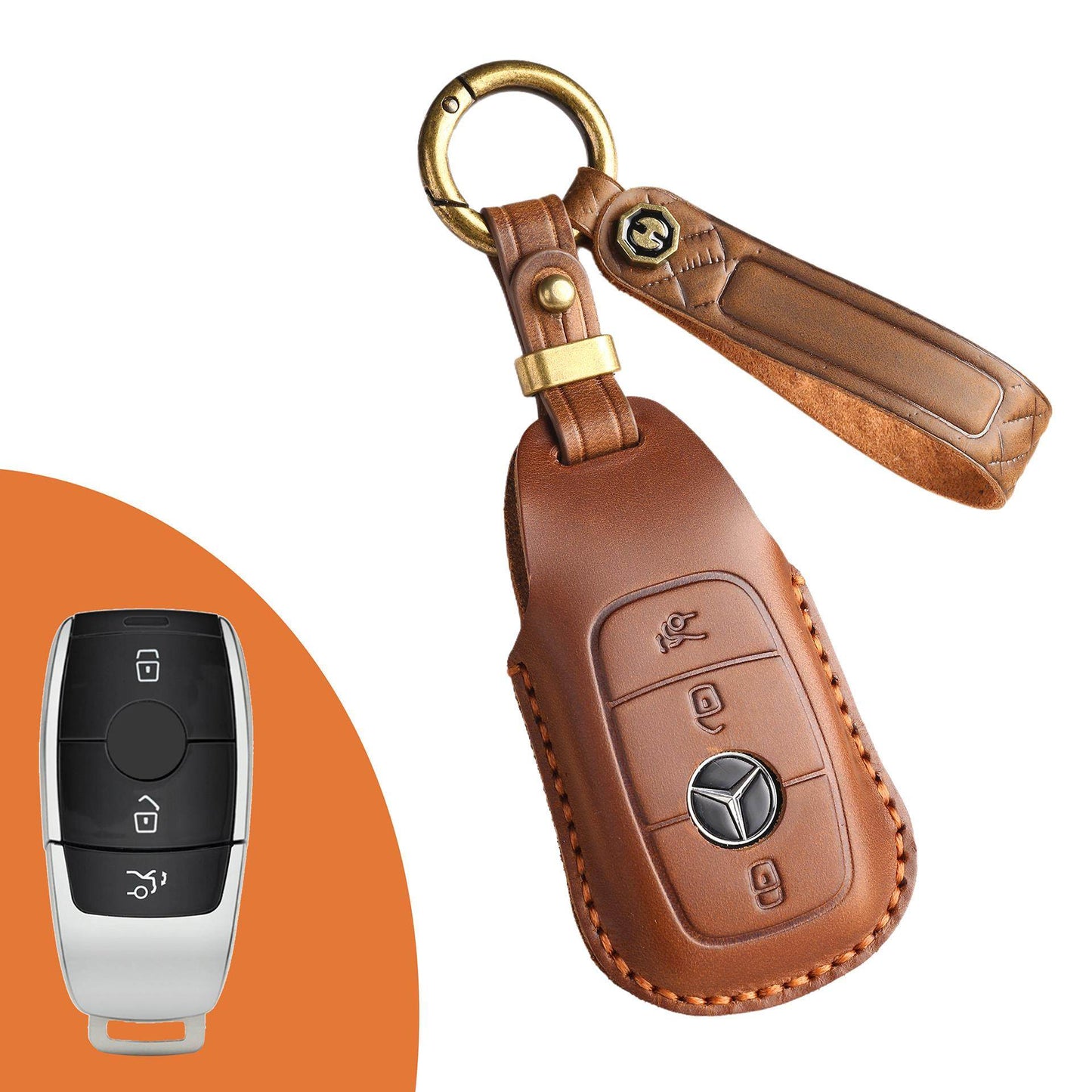 KAKAVY Top Grain Leather Mercedes Key Case detail image 11